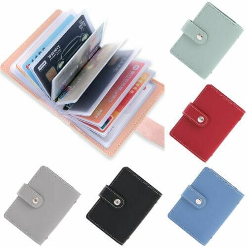 Womens 26 Cards Slim PU Leather ID Credit Card Holder Pocket Case Purse Wallet