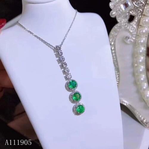 KJJEAXCMY boutique jewelry 925 sterling silver inlaid natural emerald emerald female necklace necklace pendant new support detec
