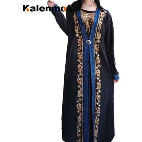Ramadan Abaya Women Muslim Long Dress Sequin Kaftan Robes Eid Elegant Splice Maxi Dresses Dubai Arab Islamic Clothing Caftan