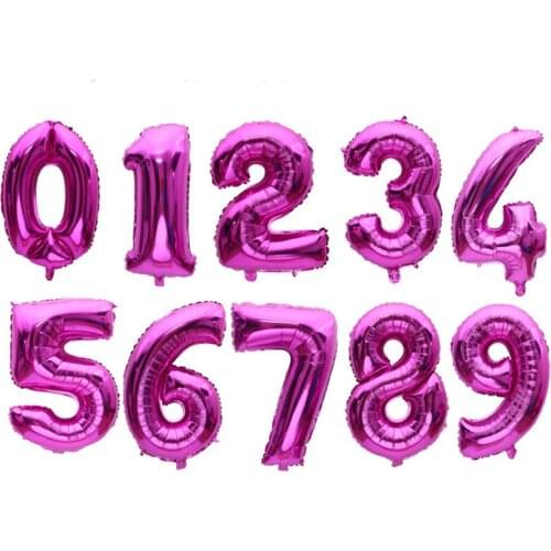 50pcs/lot 30inch Rose red Number Balloon Aluminum Foil Helium Balloons happy birthday wedding Decoration party Supplies