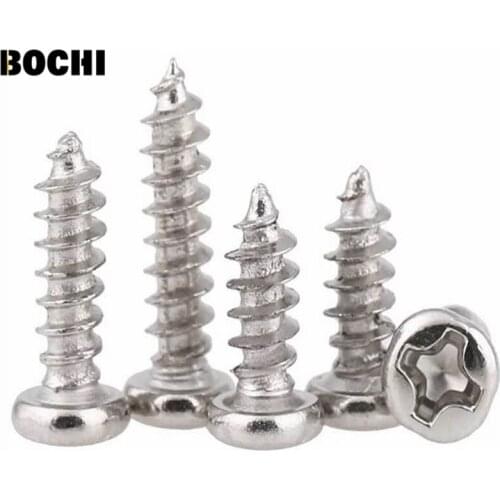 500PCS Nickeling carbon steel M2.3 M2.6 M3 PA Phillips Head Micro Screws Round Head Self-tapping Wood Screws