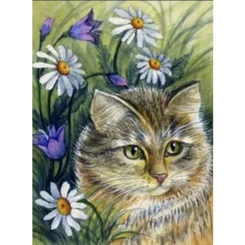 Full Drill 5D Diy Diamond Painting Cat Rhinestone Diamond Embroidery Animal Cross Stitch Flower Mosaic Home Decor Handmade Gift