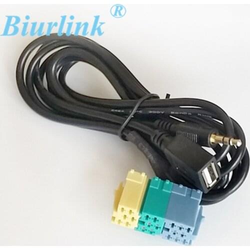 Biurlink Car Radio MINI ISO 20Pin Port AUX/USB Input Connector AUX USB Audio Cable Adapter for Hyundai KIA