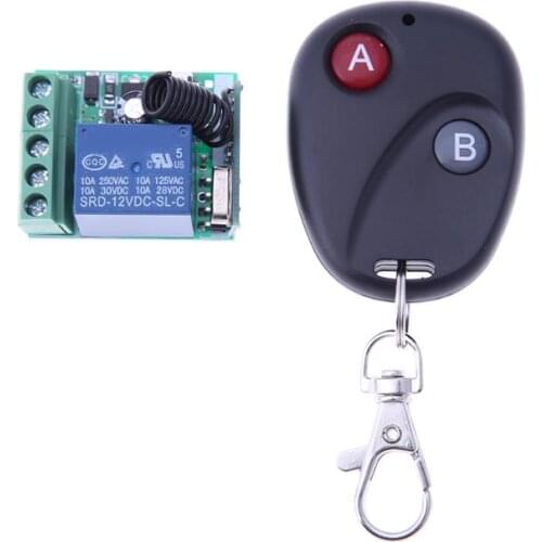 DC 12V 433MHZ Wireless Learning Remote Control 1 Channel Relay Remote Switch for Garage Door Lighting Curtain Control