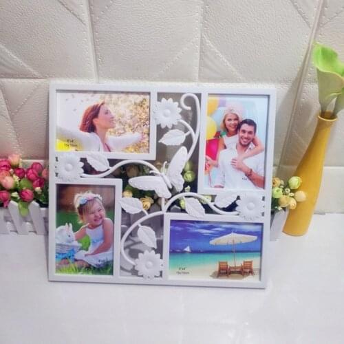 Decorative 4 Opening Wall Hanging Photo Frame with Flowers And Butterfly Vintage Collage Family Picture Frame Decorative Frame