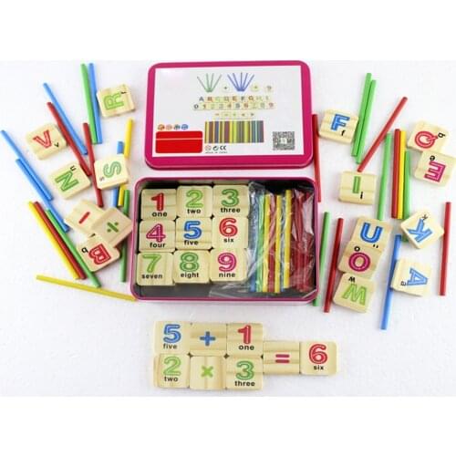 Child Wooden Mathematics Numbers Sticks math Toys Baby Children Early Learning Counting Educational Toy with Box kids gift