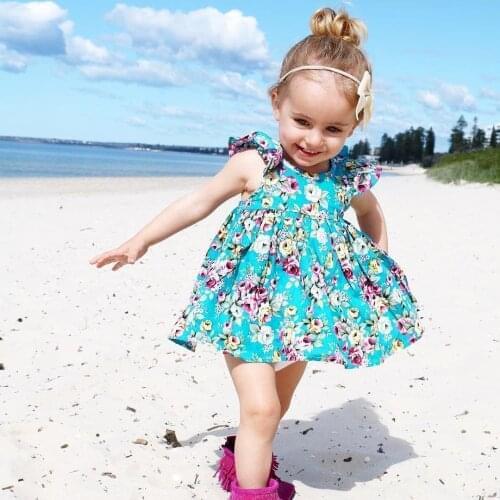 2Pcs Children Baby Floral Print Girls Dress Set Short Sleeve O Neck Dresses Shorts Infant Toddler Kids Summer Outfits 0-5T