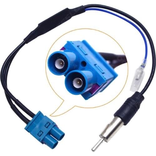 Dual FAKRA RF Radio Antenna Adapter Converter Cable with Amplifier for RNS510/RCD510/310/Golf/MK5/MK6/Passat B6/B7/TiguanQD