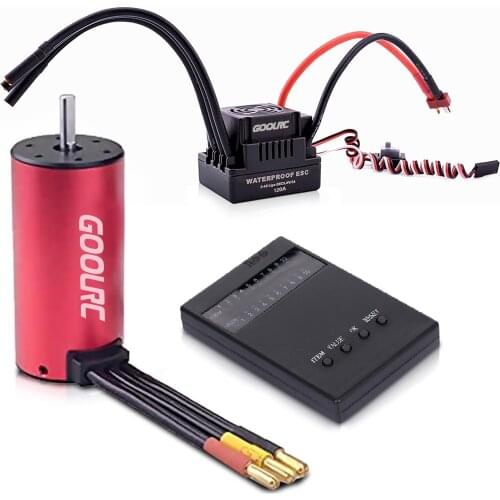 GoolRC S3674 2650KV/3800KV Brushless Motor 120A ESC 2-4S Lipo BEC 5.8V/3A and Programming Card Combo Set for 1/8 RC Car Truck
