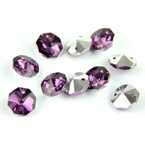 14mm Crystal Octagon Beads Mix Color In 2 Holes K9 Glass For Wedding Strands & Chandelier Bead Parts