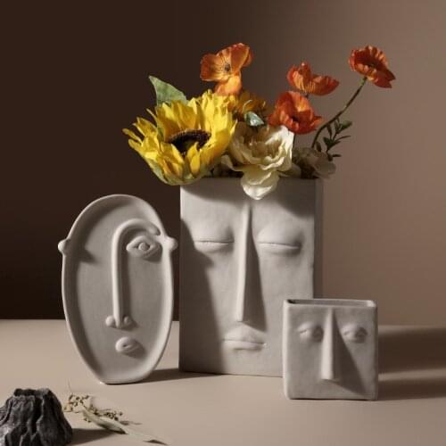 Creative Nordic Ceramic Flower Pot Home Artistic Face Vase Gardening Hydroponic Decorative Ornaments
