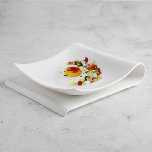 Square Household Folding Plate Western Food Fruit Dessert Plate European Creative Ceramic Breakfast Plate Cold Vegetable Plate