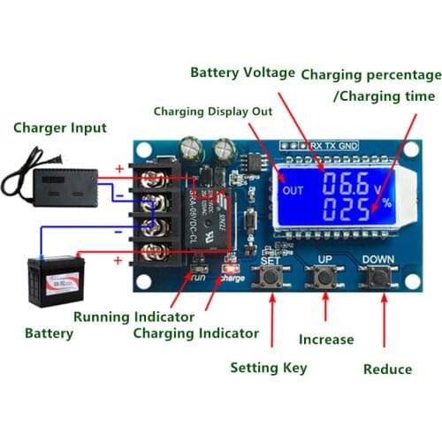 10A 6-60V Lead-acid Lithium Battery Charger Control Module Automatic charging control Overcharge Protection Controller Board
