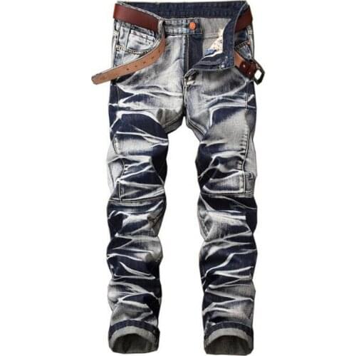 2019 Mens Brand Designer Denim Trousers For Male Straight pants homme Biker Jeans Pants Plus Size 42