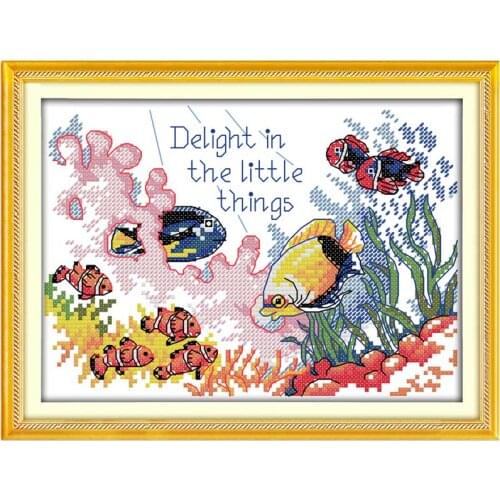 Tropical Fish animals counted printed on the canvas 11CT 14CT DIY kit Chinese Cross Stitch embroidery needlework Sets