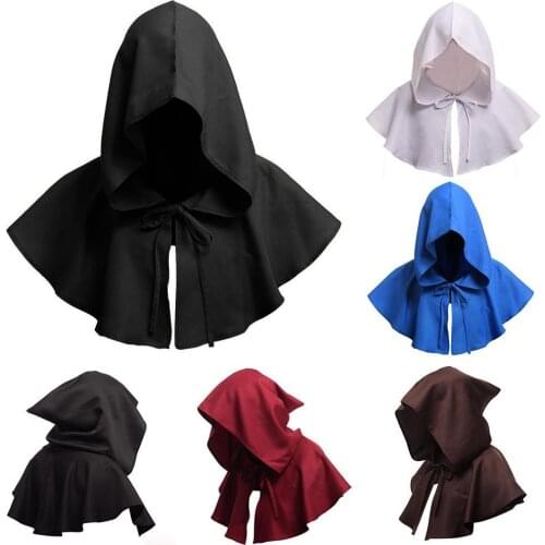 Men Women Medieval Cowl Hat Renaissance Monk Halloween Cosplay Hooded Cape Medieval Cowl Halloween Cosplay Hooded Cape