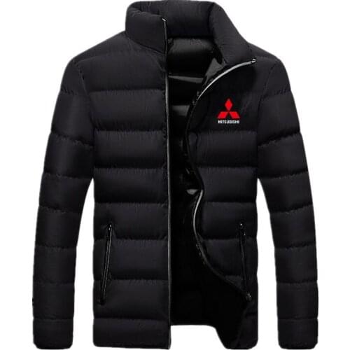 2021 New Winter Men Mitsubishi Car Logo Thickened Parkas Jacket Zipper Cardigan Casual Zipper Cardigan Warm Cotton-Padded Jacket