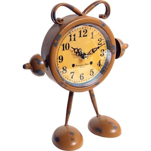 New Metal Table Clock Home Decoration Living Room Fireplace Robot Shape Desktop Desk Clocks Table Ornament Artwork Birthday Gift
