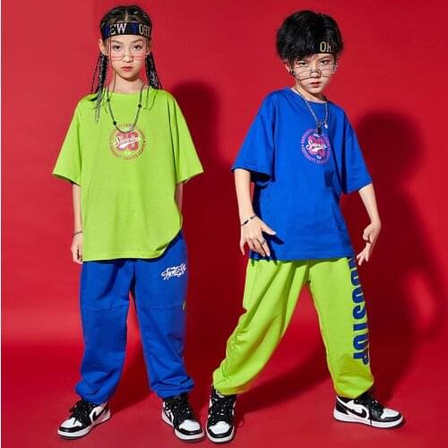 Boys Hip Hop Dance Clothing Hoodie Sweatshirt Pullover Jacket Hiphop Pants For Girls Jazz Dance Streetwear Rave Clothes DQS6275