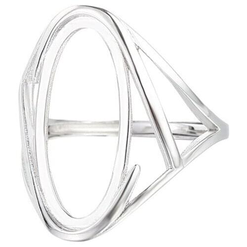 Ring Base for 10x20mm Oval Cabochons Ring Setting White Gold Plated 925 Silver Adjustable Ring Blank SR0169