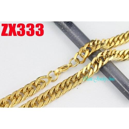 Four surface good polishing golden color stainless steel necklace 8.5mm men lady fashion jewelry ZX333