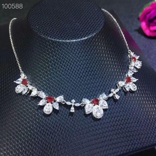 KJJEAXCMY boutique jewels 925 pure silver inlaid natural ruby necklace Necklace support test