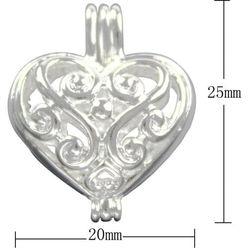 20*25mm,Love Heart Cage Essential Oil Diffuser Necklace Pendant,Aromatherapy Locket Volcanic Setting Lava Stone Jewelry,HM