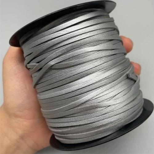 3MM Silver Suede Korean Velvet Leather Cord Braided Lace for DIY Handmade Beading Bracelet Jewelry Making Flat String