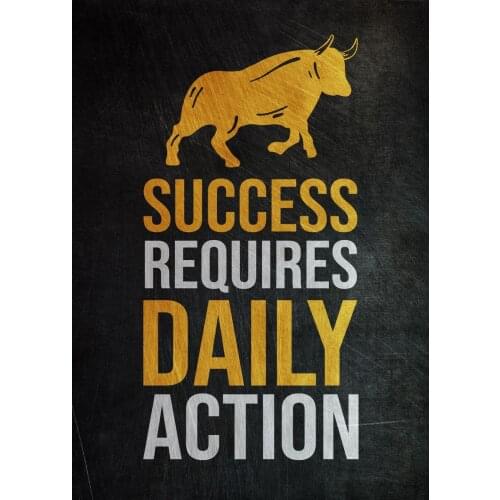 Positive Saying Posters Success Requires Daily Action Animal Rhinoceros Prints On Canvas Black Painting Motivational Wall Arts