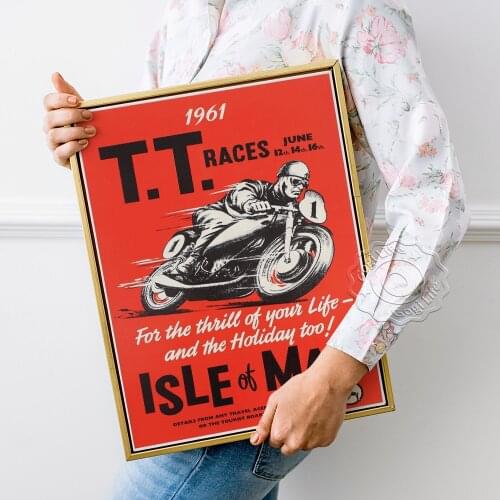 International Isle Of Man Tourist Trophy Poster, Motorcycle Races Vintage Wall Decor, Motor Racing Extreme Sport Wall Picture