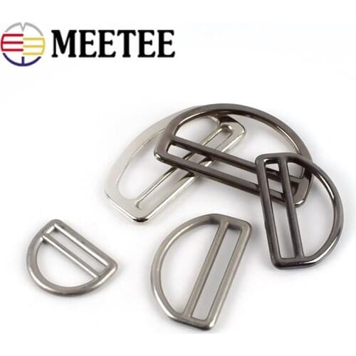 Meetee 5/10pcs ID25/38/50mm Metal D Ring Tri-Glide Buckles for Webbing Adjust Hook Clasp DIY Bags Strap Clip Hardware Accessory