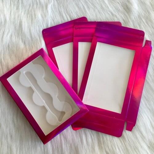 Empty 3pairs Eyelashes Packaging 20pcs/lot Pink Holographic for Mink Eye Lashes