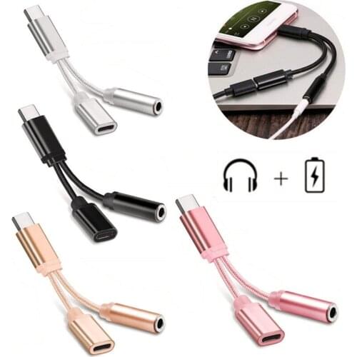3 In 1 USB-C Type C To 3.5mm Charge Audio Adapter Splitter Aux Headphone Jack Cable Adapter For Xiaomi Huawei Mate10 P20 Pro