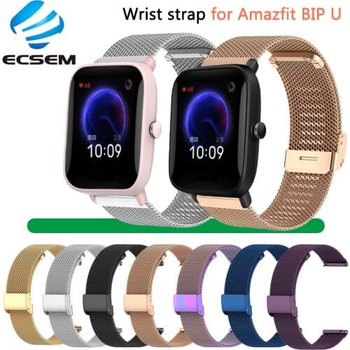Wrist strap for Amazfit BIP U/BIP S watch accessories replacement Stainless steel metal band for Amazfit GTS2 GTR 42MM loop belt