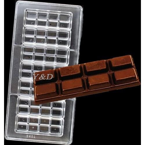 Dimpled Square Bar Square Plaid Block Lattice Grid Check Cheque Hard Plastic Shape 3 D Inject Polycarbonate PC Chocolate Mold