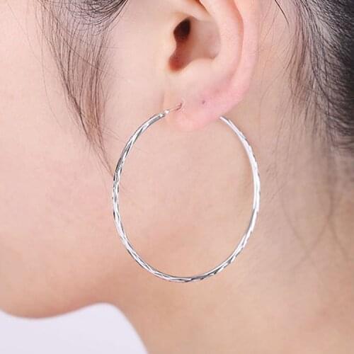 S925 sterling silver jewelry with fashion exaggerated earrings large circle earrings simple birthday gift for female party gifts
