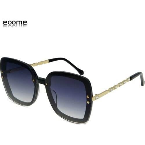 Eoomes original Design Hand Made Over Size Square Shape Sunglass With Stone on temple Fashion Ladies 2020 Summer New UV400