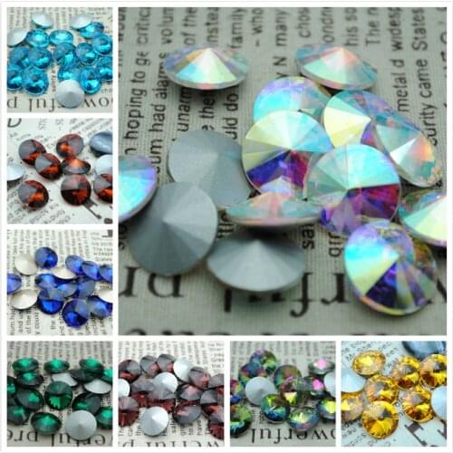 All Colors 6,8,10,12,14,16,18,20mm RIVOLI CRYSTAL POINTED BACK Rhinestones Round Glass Crystal fancy Stone