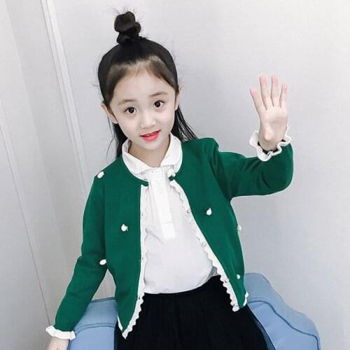 2021 girls' tops spring and autumn clothes new Korean childrens sweaters childrens clothing jackets knitted cardigan P4452