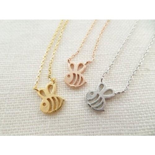 Trendy Origami Bumble Bee Necklace Women Teeny Tiny Honey Bee Statement Necklace