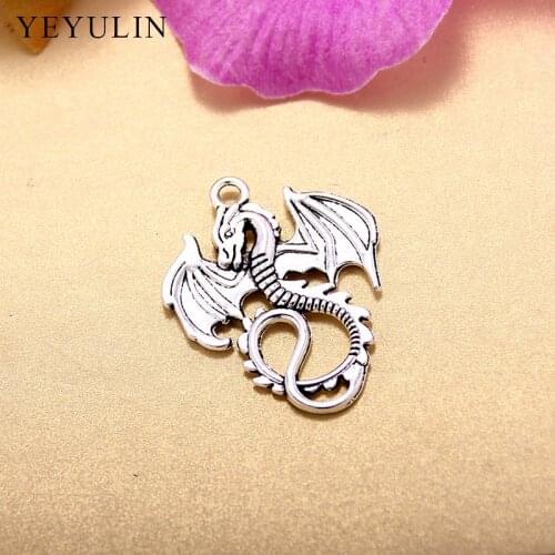 Vintage 35*27mm Zinc Alloy Animals Dragon Fly Pendant Charm For Jewelry Pendant Making Wholesale 20pcs/lot