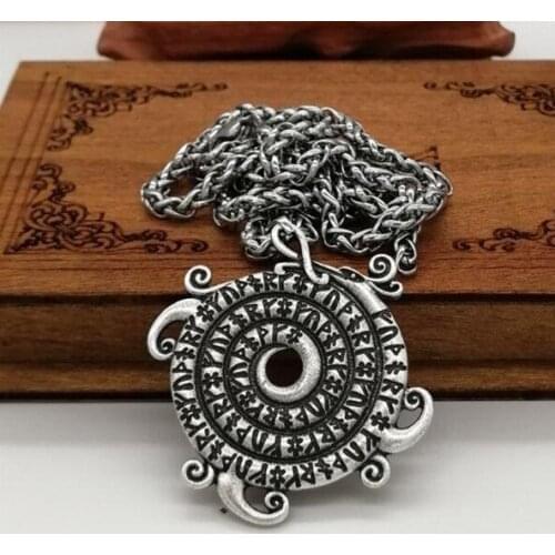 Vintage Viking Phoenix Runes Pendant Necklace Retro Nordic Viking Rune Wicca Amulet Mens Neckalce