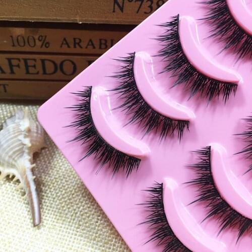 Japanese Handmade False Eyelashes Little Devil Clustered Pointed Tail False Eyelashes Stiff-stem Clustered Thick Short Eyelashe