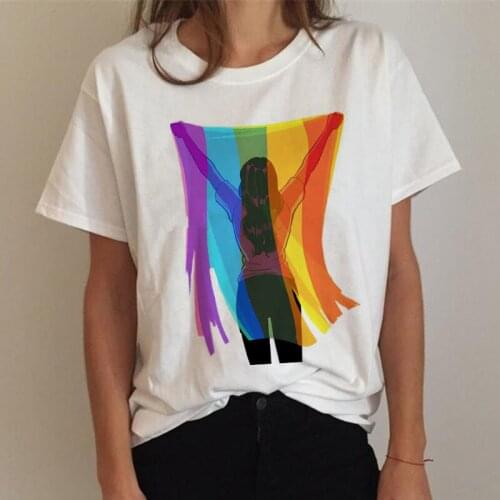 Womens T-shirt Gay Pride Shirt Lesbian Rainbow T-shirt Harajuku Ulzzang Harajuku T-shirt 90s Graphics Love Is Love Top Tee Girl