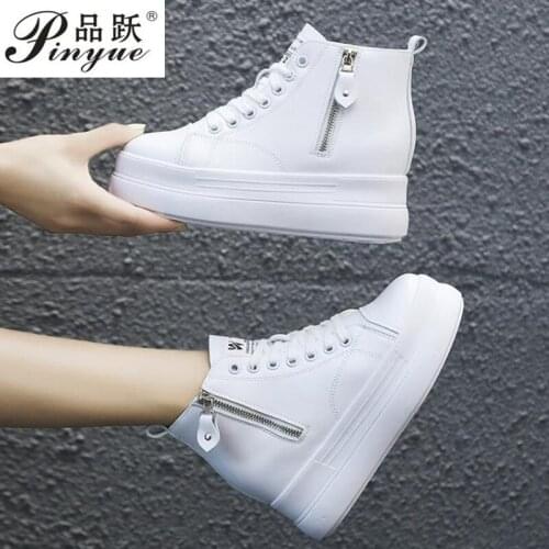 High Top White Shoes Woman Platform casual shoes Female Fashion Casual Shoes Wedge Heel Lady Leisure Sneakers Woman Shoe 2019