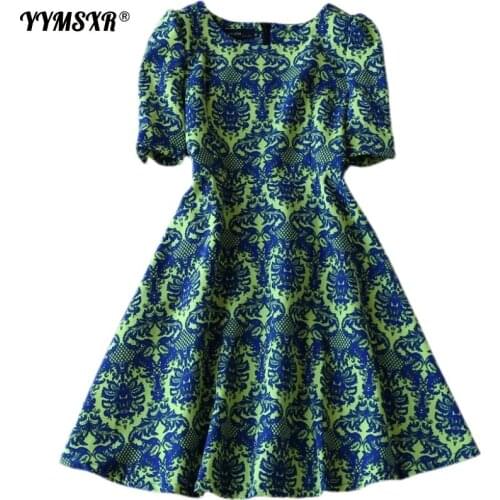 Womens Dress 2021 Summer New Style Fashion Slim High Waist Temperament Short Sleeve Printed Skirt High Quality