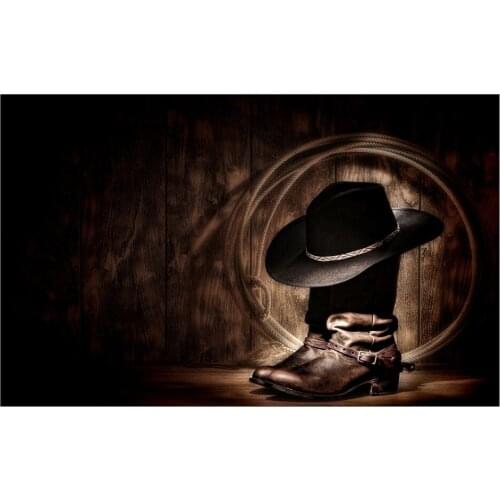 1 Panel Free Shipping cowboy hat and boots hd Art print canvas art wall framed paintings for living room wall picture Framed
