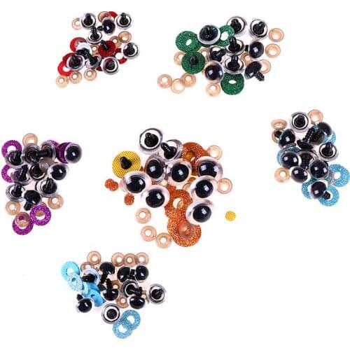 10pcs 16-24mm Mix Color Shinning Plastic Doll Eyes Craft Eyes with Washer DIY For Plush Bear Stuffed Toys Animal Puppet Dolls