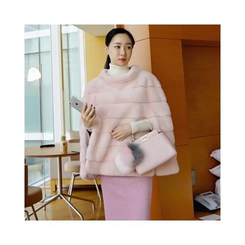2019 New trendsetting mink shawl mink fur cape short paragraph hedging mink fur coat