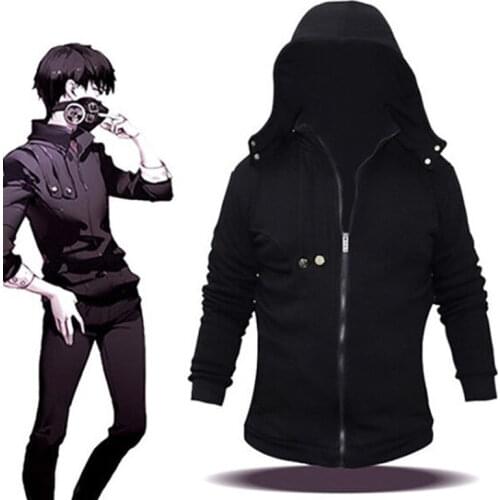 Anime Tokyo Ghoul Hoodie COSplay Ken Kaneki Jacket Attire Hoodies Hooded Black Shirt Coat Outfit For Men Boy
